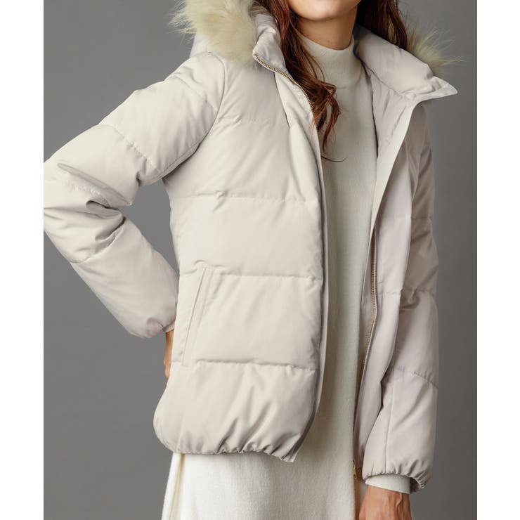 アイスグレー | リアルファー付ダウンショートコート | RANAN