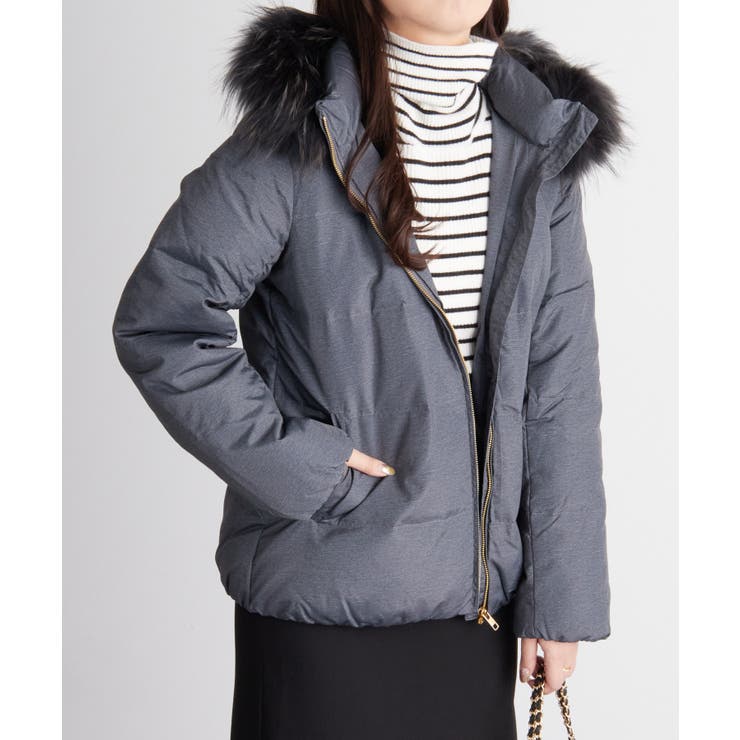 モクチョウグレー | リアルファー付ダウンショートコート | RANAN