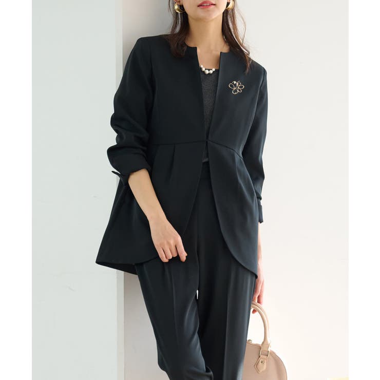 ブラック | ＜２点セット＞ラウンドヘムジャケットセットアップ | RANAN