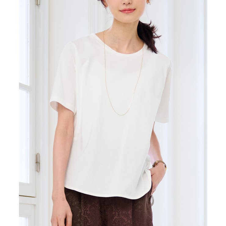 オフホワ(レギュラー) | 〈Beautiful Cotton 綿100％〉ひんやりＵＶラウンドTシャツ（レ… | RANAN