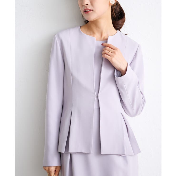 ライトグレー | [2点SET]ペプラムジャケット＋ワンピースセットアップ | RANAN