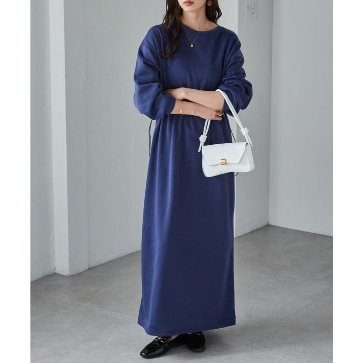 ブルー(ロング) | 裏起毛！アンチピリング！ドロストワンピ | RANAN