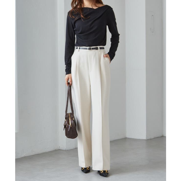 裏起毛美脚シルエットピンタックワイドパンツ | RANAN | 詳細画像19 