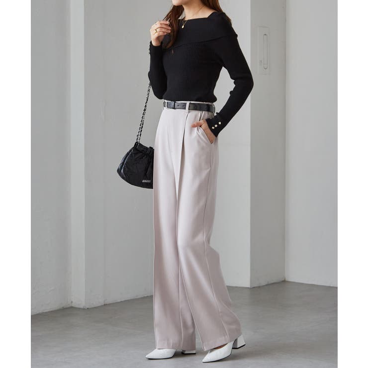 裏起毛美脚シルエットピンタックワイドパンツ | RANAN | 詳細画像24 