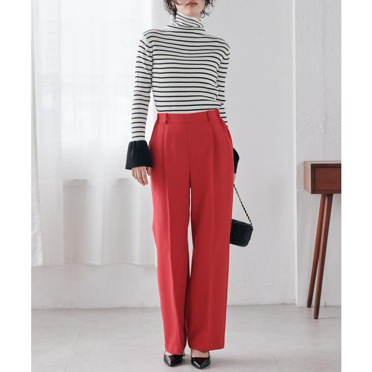 裏起毛美脚シルエットピンタックワイドパンツ | RANAN | 詳細画像43 