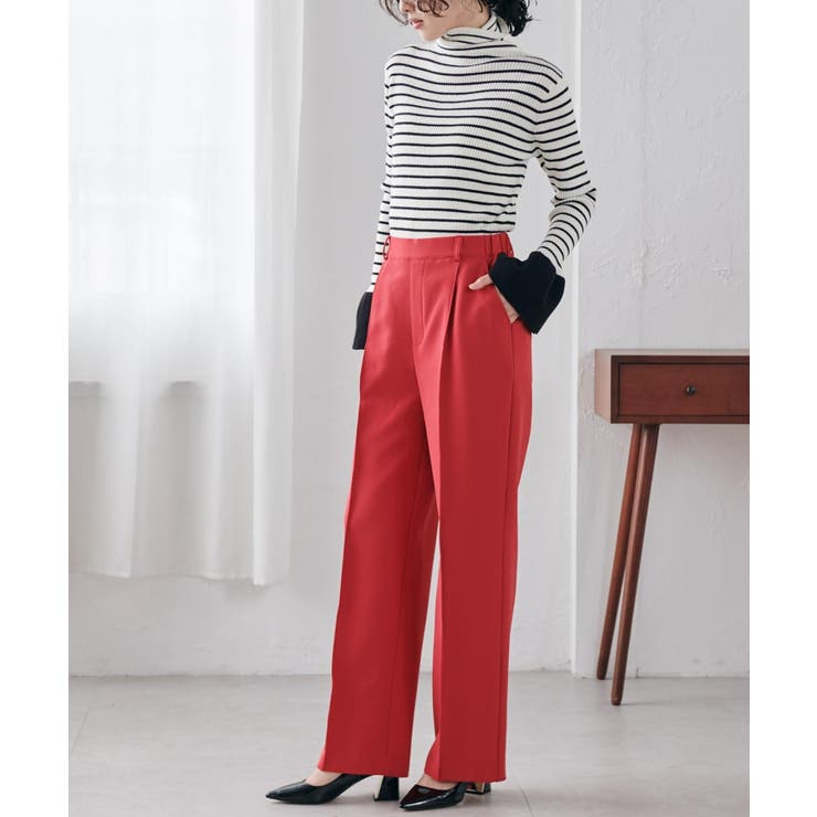 裏起毛美脚シルエットピンタックワイドパンツ | RANAN | 詳細画像44 