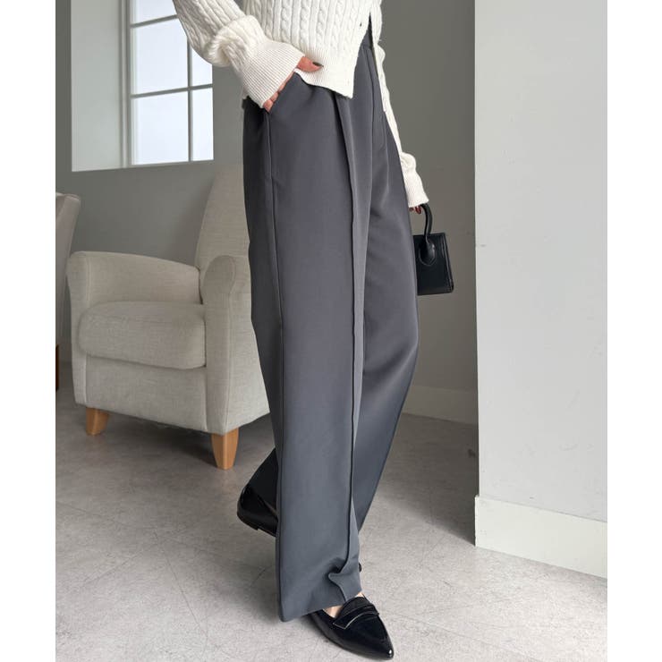 裏起毛美脚シルエットピンタックワイドパンツ | RANAN | 詳細画像9 