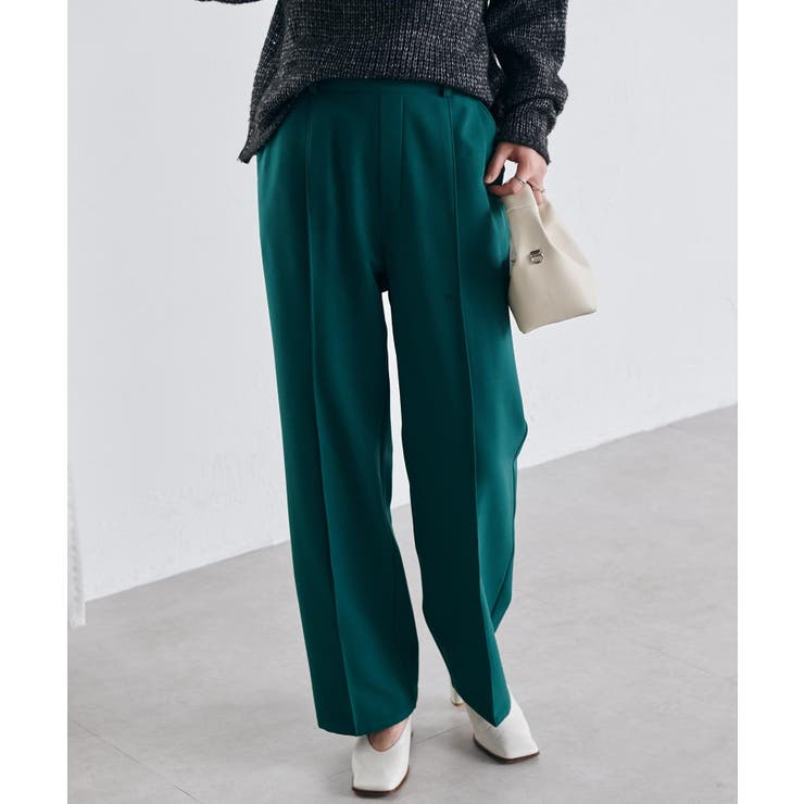 モスグリーン | 裏起毛美脚シルエットピンタックワイドパンツ | RANAN