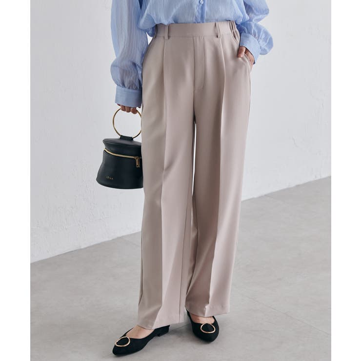 ライトグレー | 機能付！美脚シルエットセンタープレスワイドパンツ | RANAN