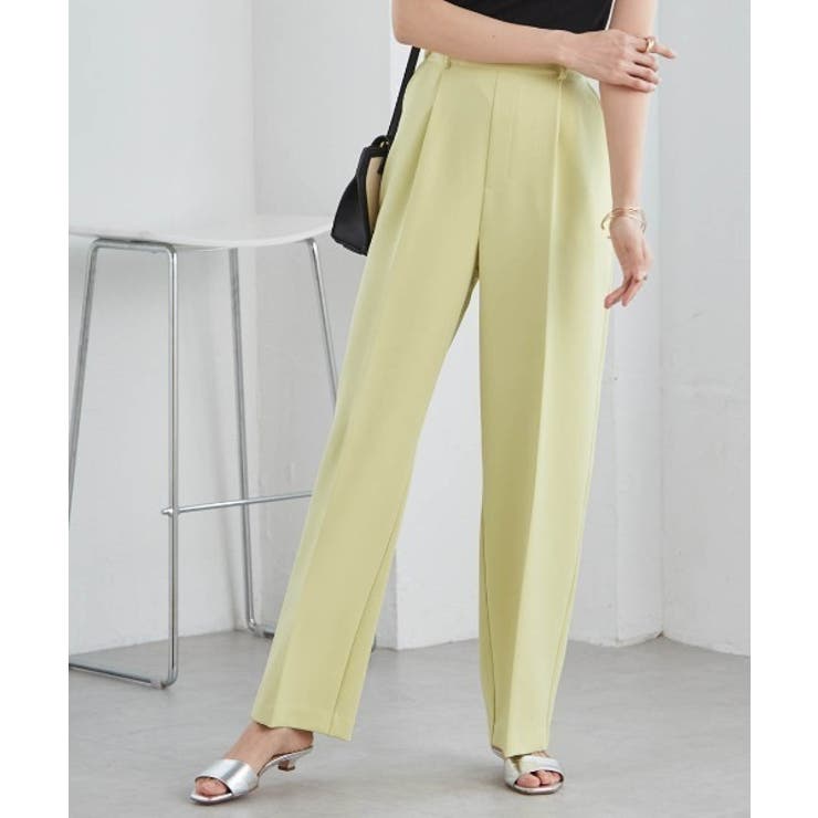 ライムイエロー | 機能付！美脚シルエットセンタープレスワイドパンツ | RANAN