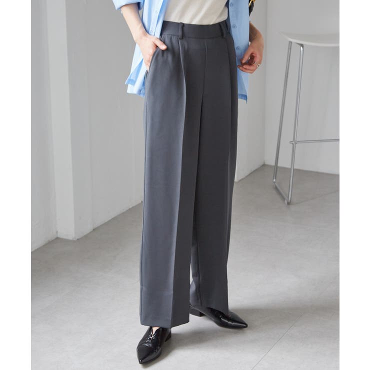 チャコール | 機能付！美脚シルエットセンタープレスワイドパンツ | RANAN