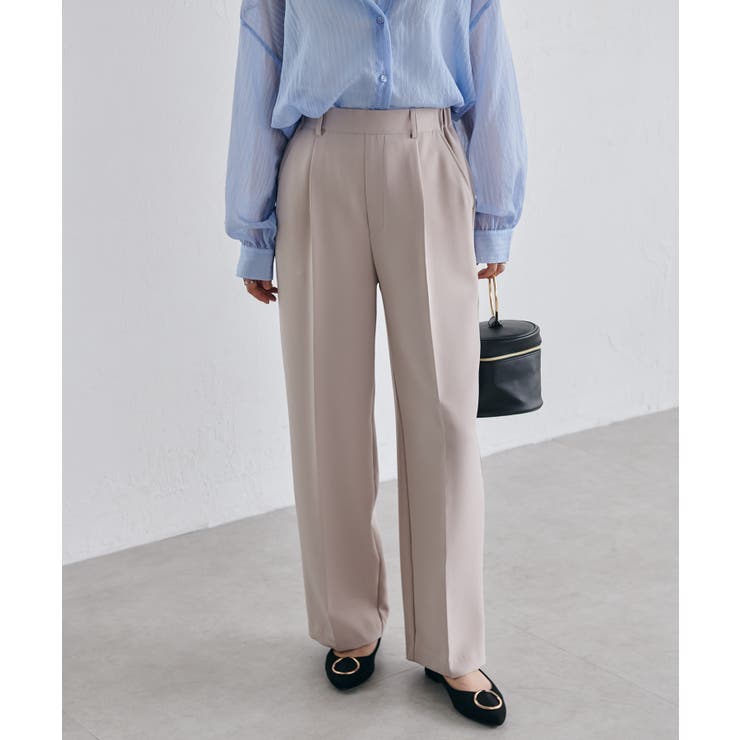 ライトグレー | 機能付！美脚シルエットセンタープレスワイドパンツ | RANAN