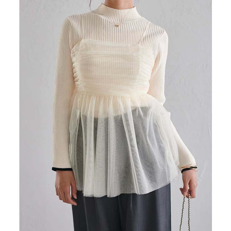 アイボリー | ラメチュールペプラムキャミソール | RANAN