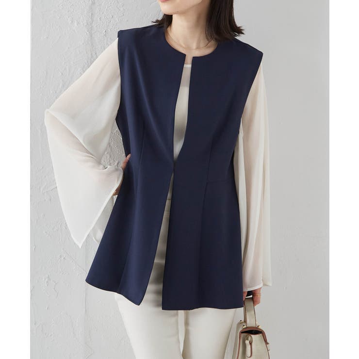 ネイビー | 機能付！ペプラムジレベスト | RANAN