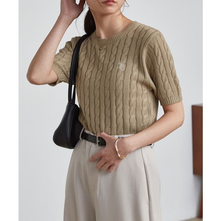 ＜Ｕ．Ｓ．ＰＯＬＯＡＳＳＮ．＞ワンポイント半袖ケーブルニット | RANAN | 詳細画像1 