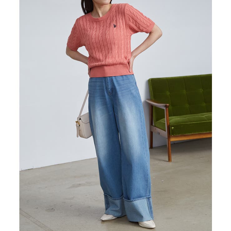 ＜Ｕ．Ｓ．ＰＯＬＯＡＳＳＮ．＞ワンポイント半袖ケーブルニット | RANAN | 詳細画像10 