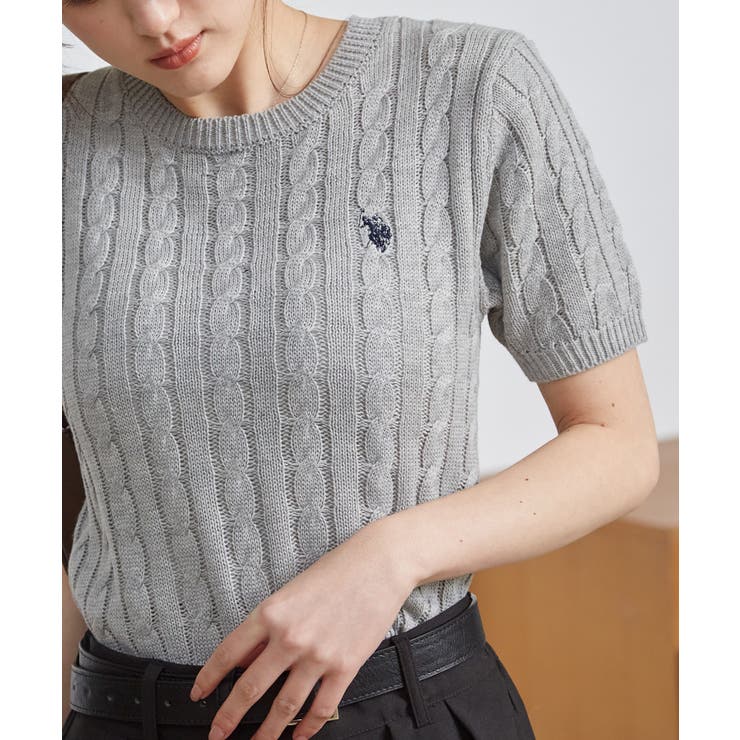 ＜Ｕ．Ｓ．ＰＯＬＯＡＳＳＮ．＞ワンポイント半袖ケーブルニット | RANAN | 詳細画像13 