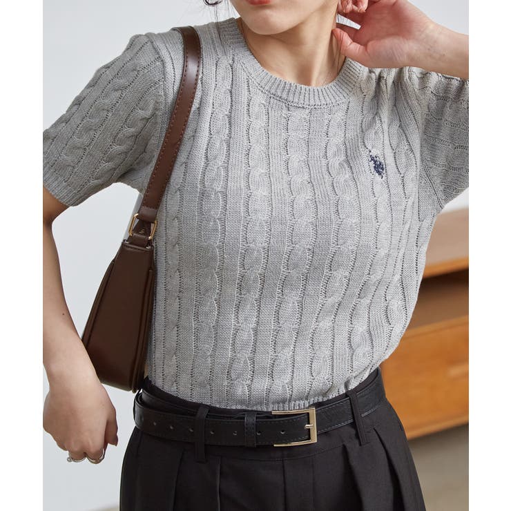 ＜Ｕ．Ｓ．ＰＯＬＯＡＳＳＮ．＞ワンポイント半袖ケーブルニット | RANAN | 詳細画像14 