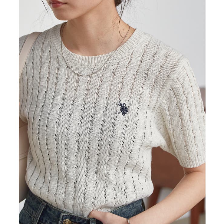 ＜Ｕ．Ｓ．ＰＯＬＯＡＳＳＮ．＞ワンポイント半袖ケーブルニット | RANAN | 詳細画像18 