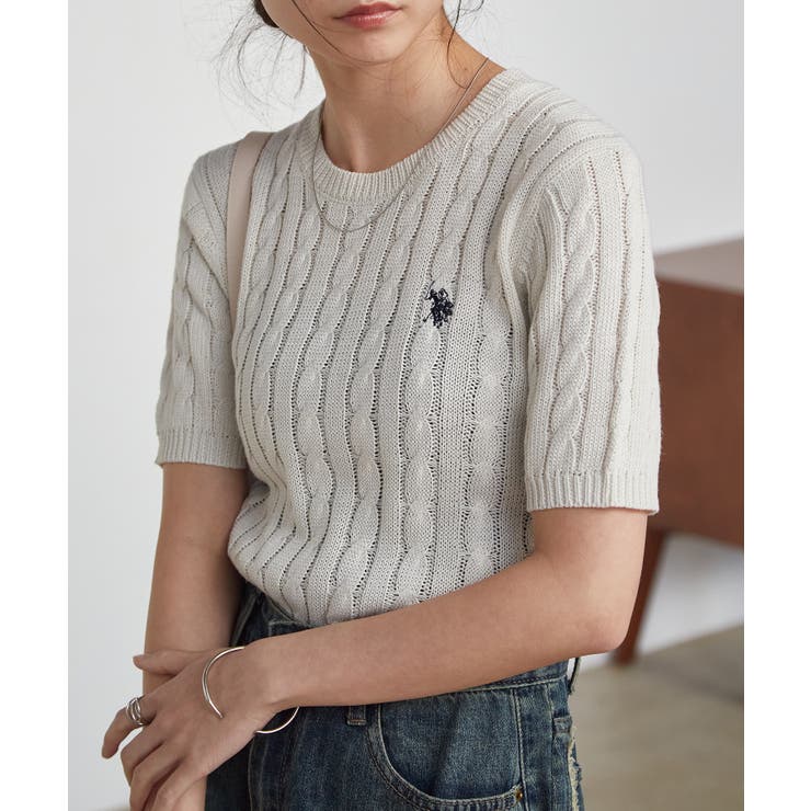 ＜Ｕ．Ｓ．ＰＯＬＯＡＳＳＮ．＞ワンポイント半袖ケーブルニット | RANAN | 詳細画像19 