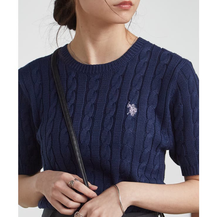 ＜Ｕ．Ｓ．ＰＯＬＯＡＳＳＮ．＞ワンポイント半袖ケーブルニット | RANAN | 詳細画像22 