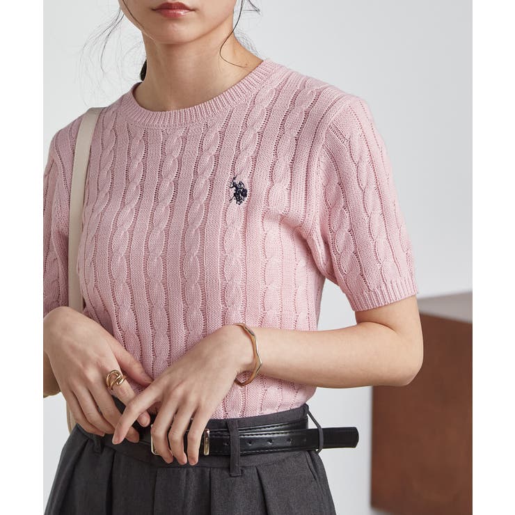 ＜Ｕ．Ｓ．ＰＯＬＯＡＳＳＮ．＞ワンポイント半袖ケーブルニット | RANAN | 詳細画像26 