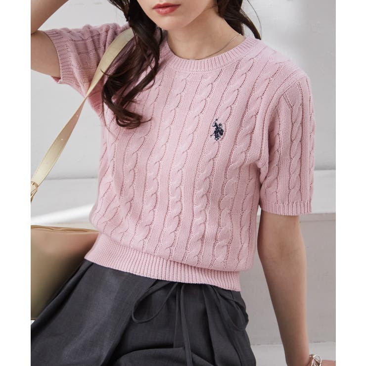 ＜U.S.POLO ASSN.＞ワンポイント半袖ケーブルニット | RANAN | 詳細画像28 