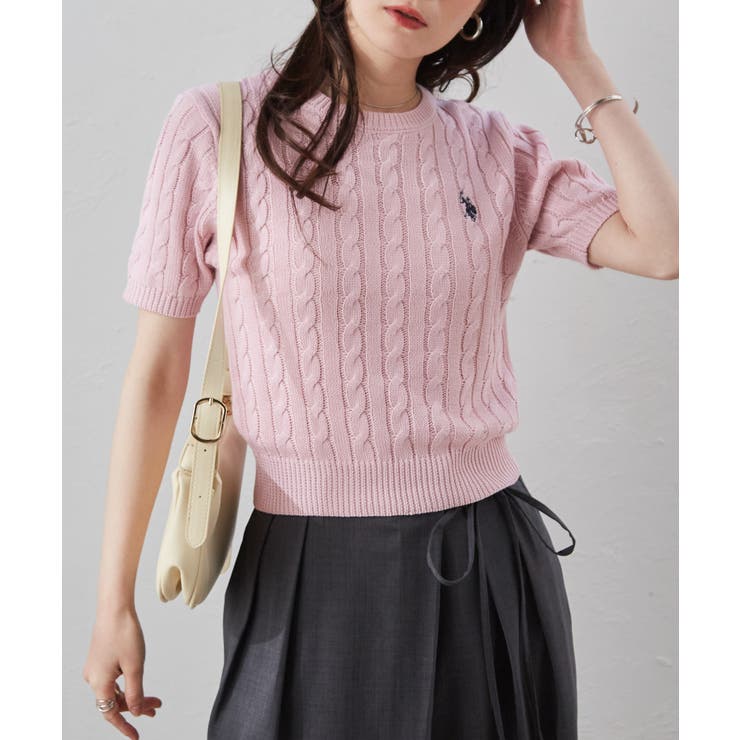 ＜U.S.POLO ASSN.＞ワンポイント半袖ケーブルニット | RANAN | 詳細画像29 