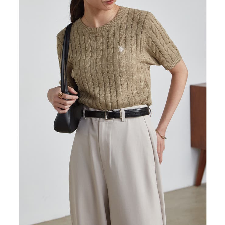 ＜Ｕ．Ｓ．ＰＯＬＯＡＳＳＮ．＞ワンポイント半袖ケーブルニット | RANAN | 詳細画像3 