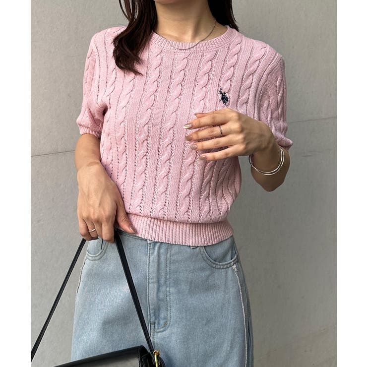 ＜U.S.POLO ASSN.＞ワンポイント半袖ケーブルニット | RANAN | 詳細画像30 
