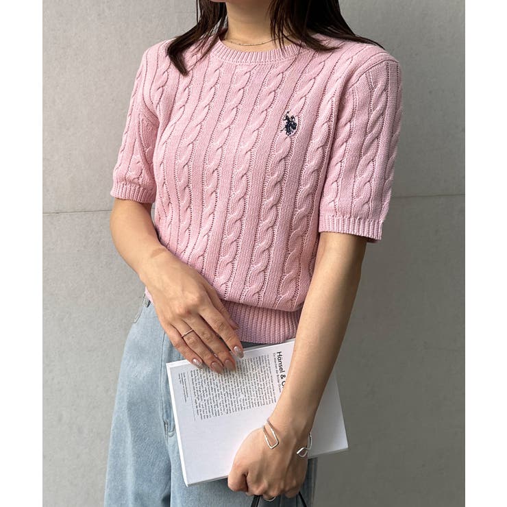 ＜U.S.POLO ASSN.＞ワンポイント半袖ケーブルニット | RANAN | 詳細画像31 