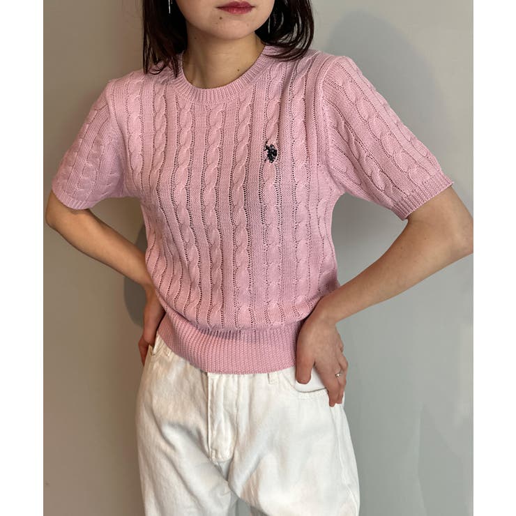 ＜U.S.POLO ASSN.＞ワンポイント半袖ケーブルニット | RANAN | 詳細画像33 