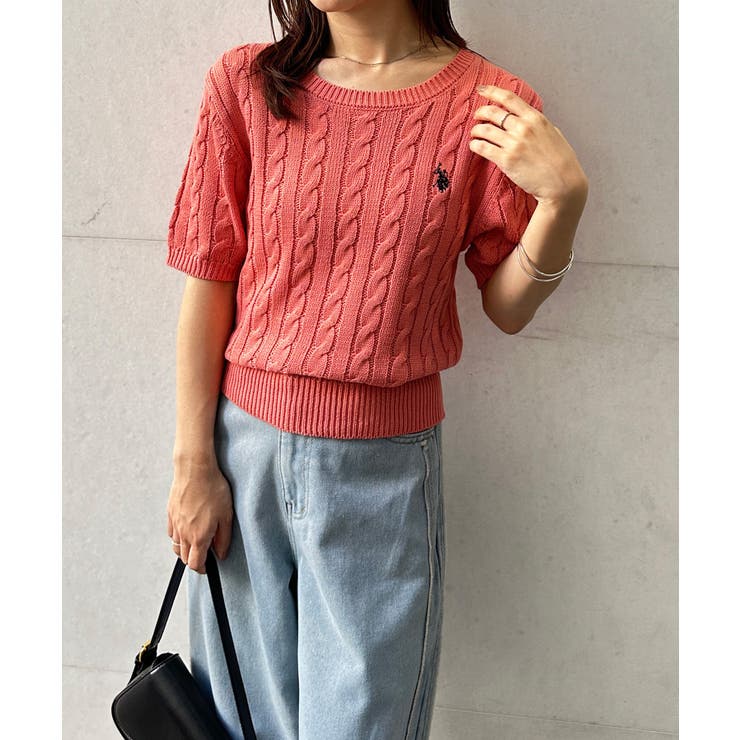 ＜U.S.POLO ASSN.＞ワンポイント半袖ケーブルニット | RANAN | 詳細画像36 