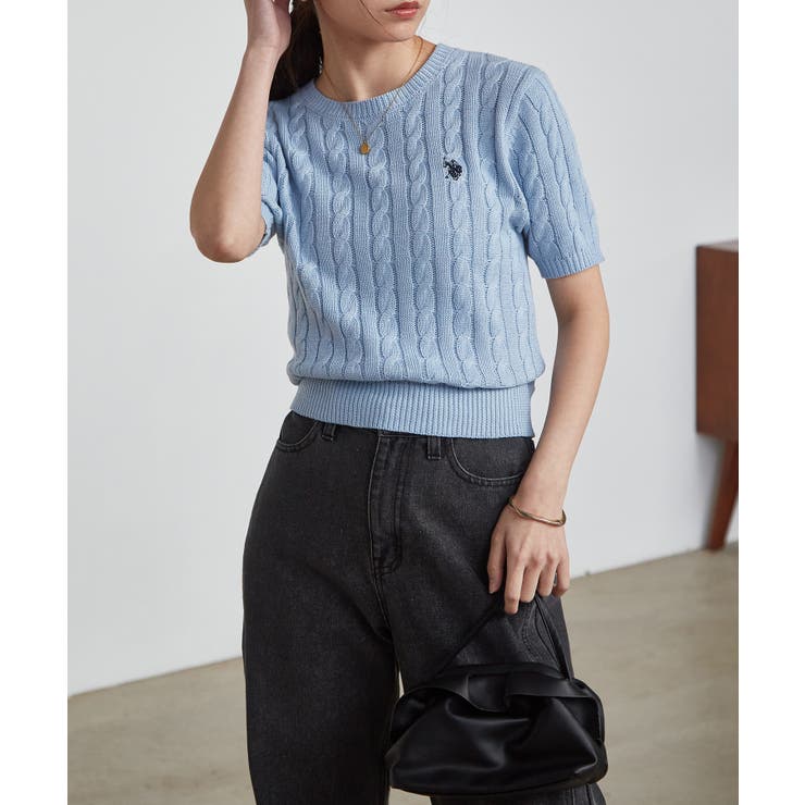 ＜Ｕ．Ｓ．ＰＯＬＯＡＳＳＮ．＞ワンポイント半袖ケーブルニット | RANAN | 詳細画像6 