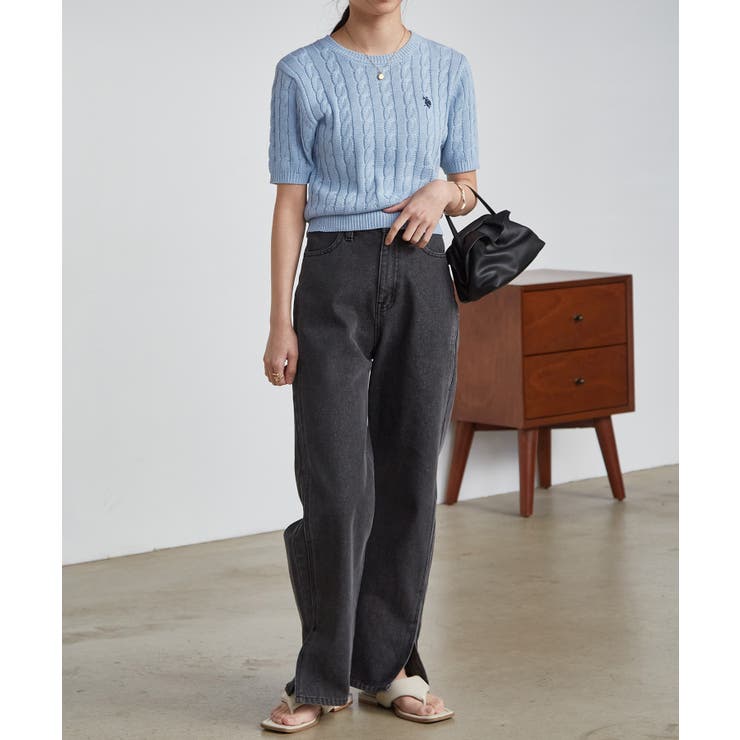 ＜Ｕ．Ｓ．ＰＯＬＯＡＳＳＮ．＞ワンポイント半袖ケーブルニット | RANAN | 詳細画像7 