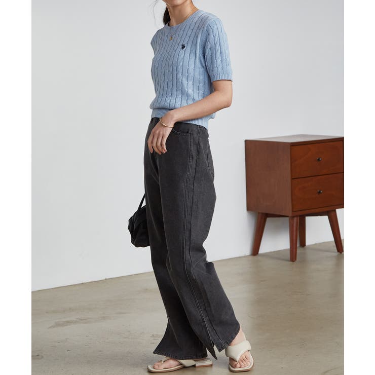 ＜Ｕ．Ｓ．ＰＯＬＯＡＳＳＮ．＞ワンポイント半袖ケーブルニット | RANAN | 詳細画像8 