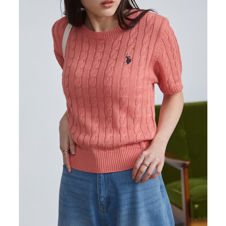 ＜Ｕ．Ｓ．ＰＯＬＯＡＳＳＮ．＞ワンポイント半袖ケーブルニット | RANAN | 詳細画像9 