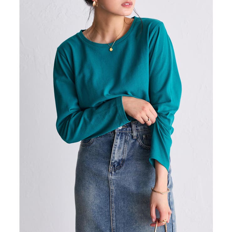 グリーン | ＜ＢＣ＞吸湿発熱！裾スリットプルオーバー | RANAN