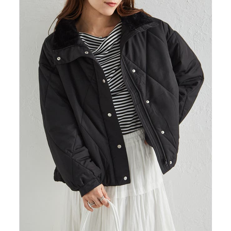 ブラック | ダイヤキルトスタンドカラーブルゾン | RANAN