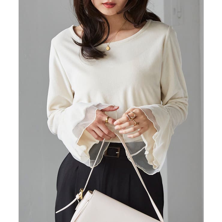 チュールフレアー袖ベロアプルオーバー | RANAN | 詳細画像16 