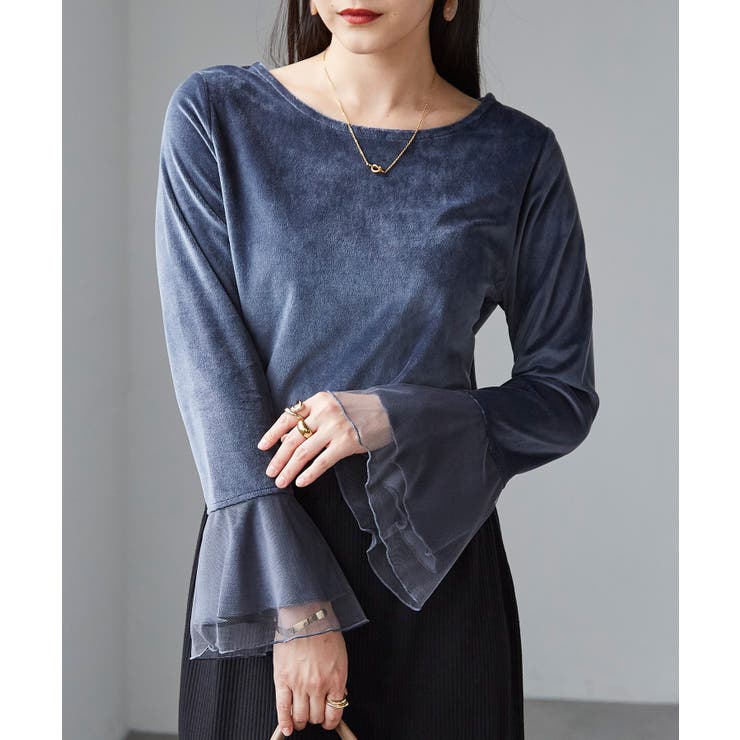 チュールフレアー袖ベロアプルオーバー | RANAN | 詳細画像22 