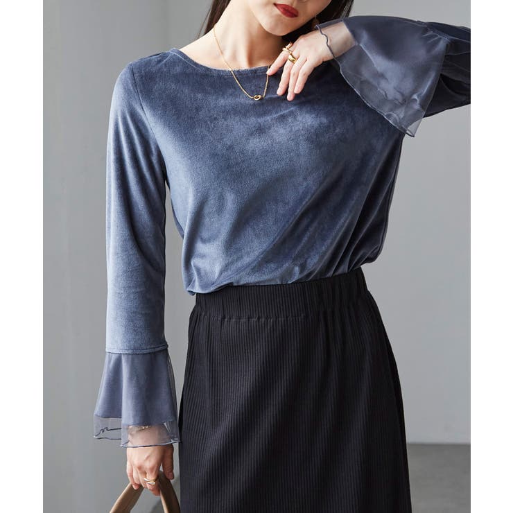 チュールフレアー袖ベロアプルオーバー | RANAN | 詳細画像23 