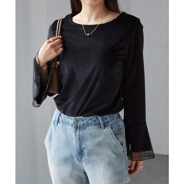 チュールフレアー袖ベロアプルオーバー | RANAN | 詳細画像27 