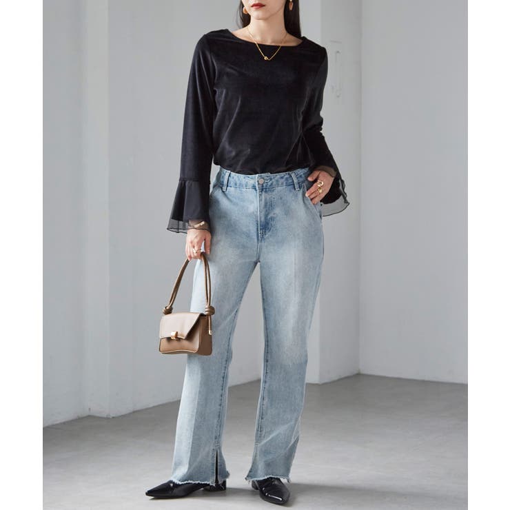 チュールフレアー袖ベロアプルオーバー | RANAN | 詳細画像29 