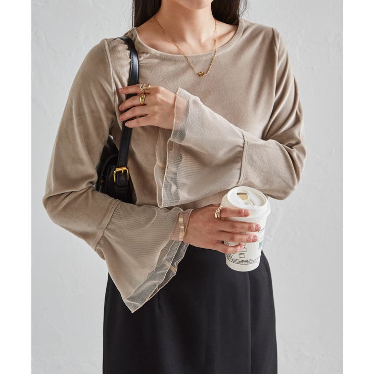 チュールフレアー袖ベロアプルオーバー | RANAN | 詳細画像31 