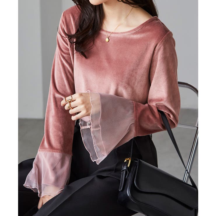 チュールフレアー袖ベロアプルオーバー | RANAN | 詳細画像33 