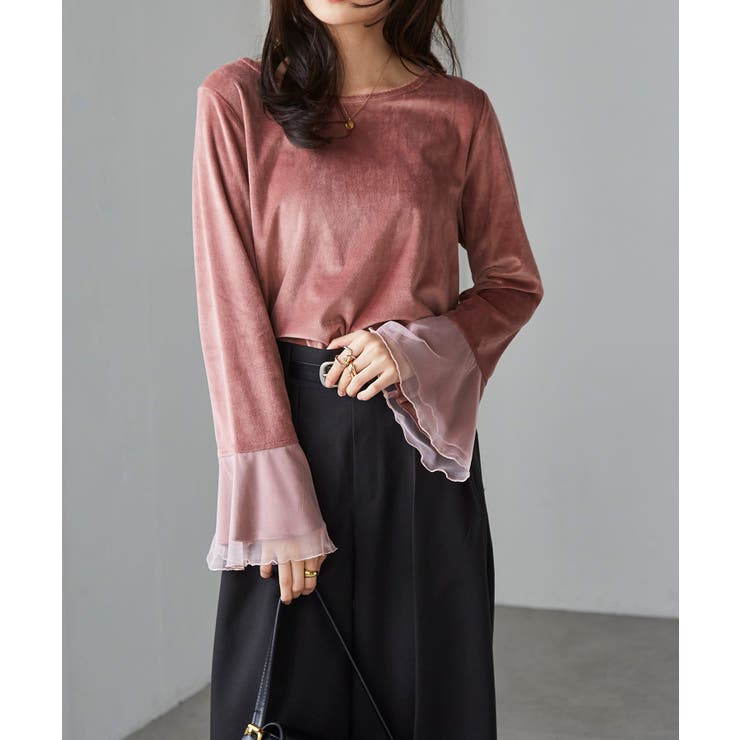 チュールフレアー袖ベロアプルオーバー | RANAN | 詳細画像36 