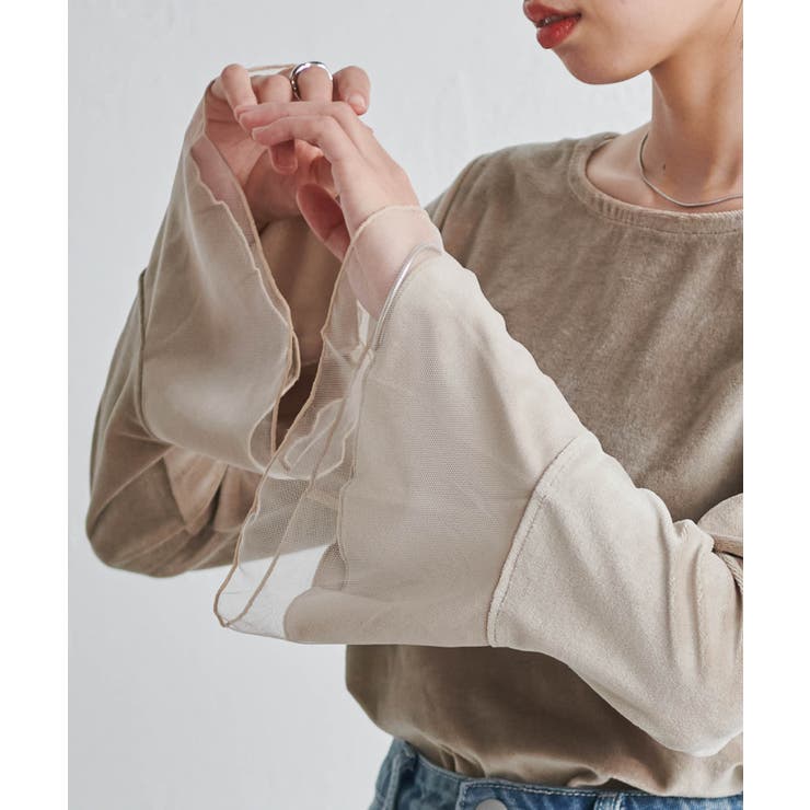 チュールフレアー袖ベロアプルオーバー | RANAN | 詳細画像5 