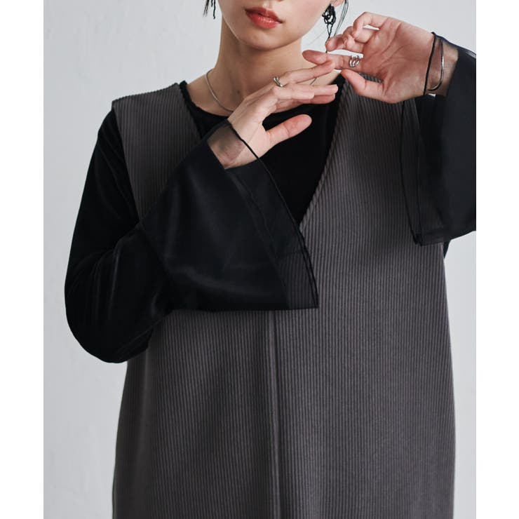 チュールフレアー袖ベロアプルオーバー | RANAN | 詳細画像6 