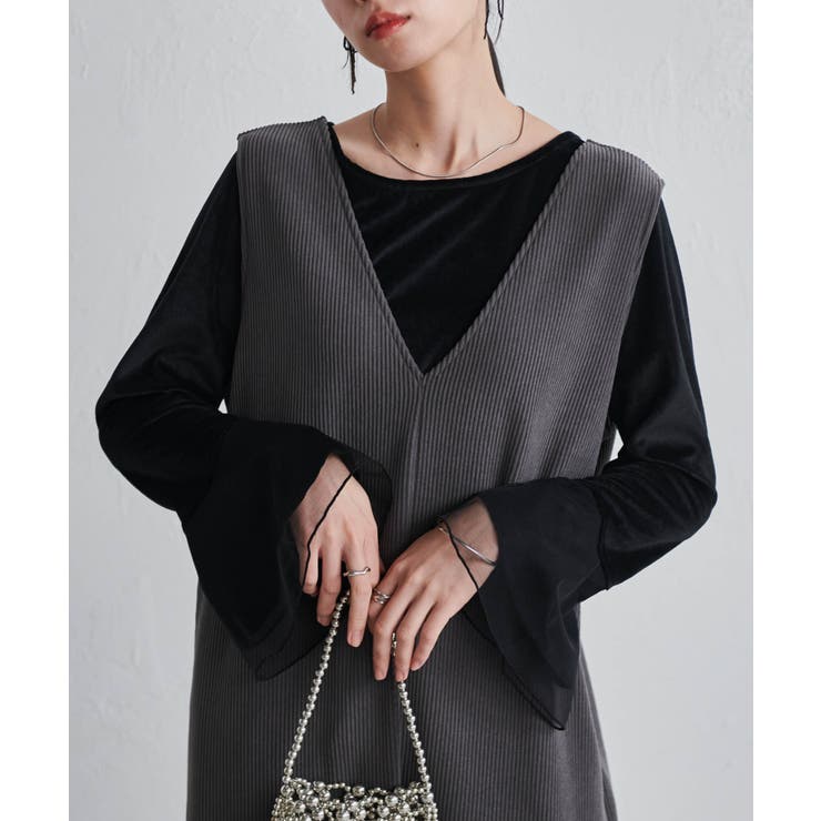 チュールフレアー袖ベロアプルオーバー | RANAN | 詳細画像7 